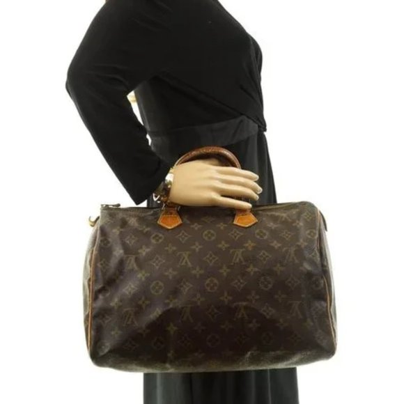 SALE! Vintage Louis Vuitton Speedy 30 Monogram Logo Satchel Bag FREE Liner Brown - Picture 2 of 15